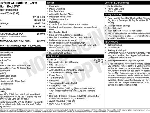 Used 2022 Chevrolet Colorado W/T w/ WT Convenience Package RWD image 10