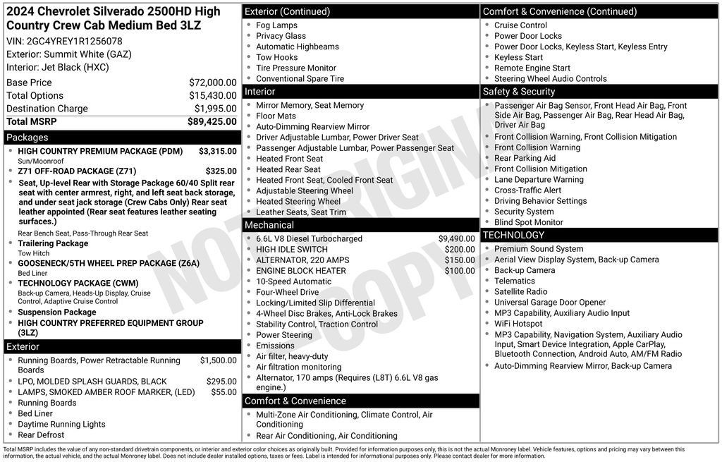 Used 2024 Chevrolet Silverado 2500 High Country w/ High Country Premium Package AWD/4WD image 6