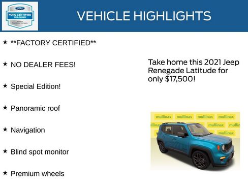 Used 2021 Jeep Renegade Latitude w/ Sun & Sound Group FWD image 12