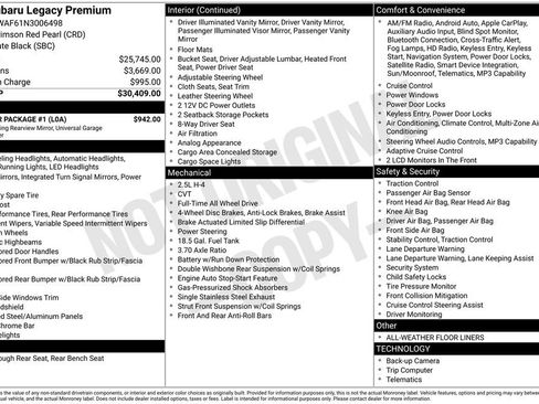 Used 2022 Subaru Legacy Premium w/ Popular Package #1 AWD/4WD image 17