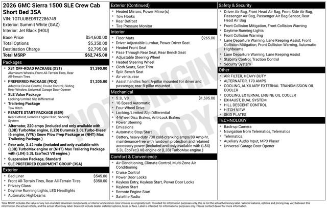New 2026 GMC Sierra 1500 SLE w/ X31 Off-Road Package AWD/4WD image 3