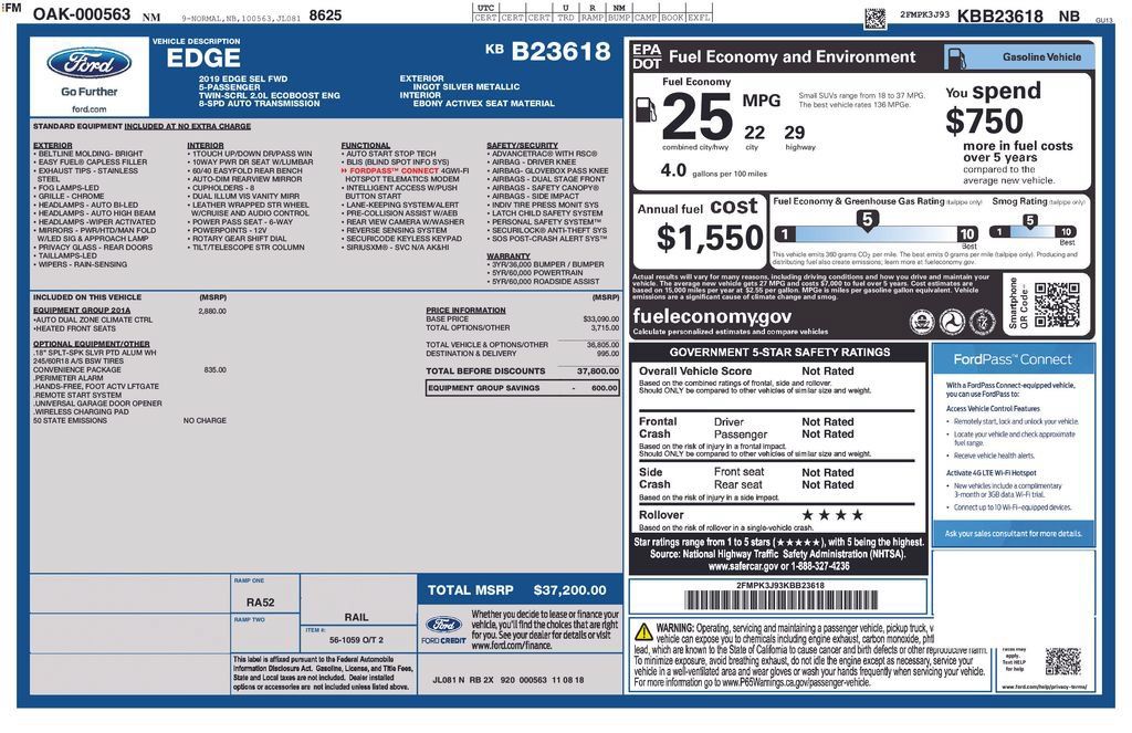 Used 2019 Ford Edge SEL w/ Equipment Group 201A FWD image 17