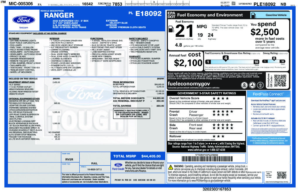 Used 2023 Ford Ranger XLT w/ Equipment Group 302A High AWD/4WD image 13