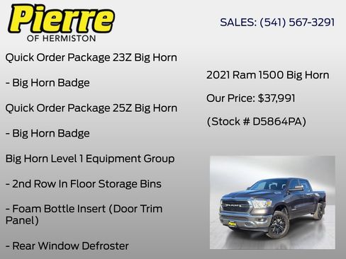 Used 2021 RAM 1500 Big Horn w/ Trailer Tow Group AWD/4WD image 6