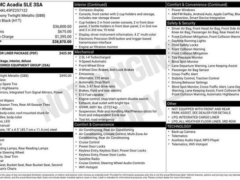 Certified 2023 GMC Acadia SLE w/ LPO, Floor Liner Package image 6