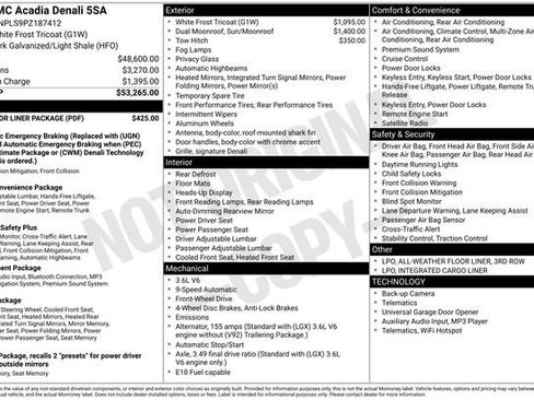 Used 2023 GMC Acadia Denali w/ LPO, Floor Liner Package FWD image 6