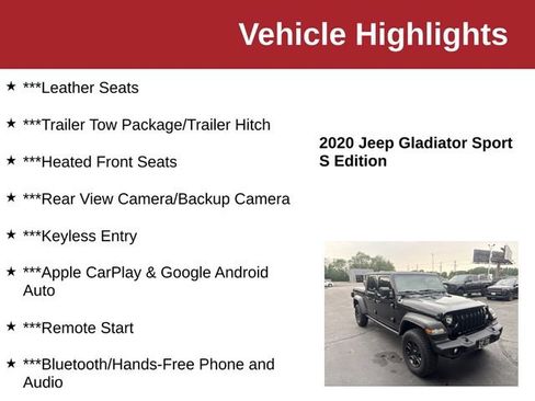 Used 2020 Jeep Gladiator Sport w/ Quick Order Package 24S AWD/4WD image 10
