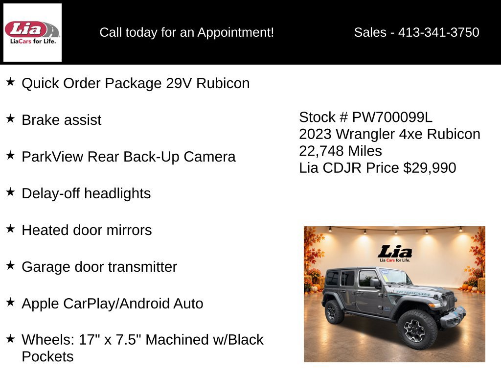 Certified 2023 Jeep Wrangler Unlimited Rubicon 4xe w/ Dual Top Group AWD/4WD image 6