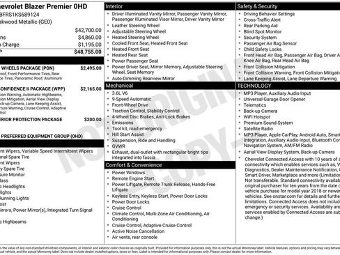 Used 2019 Chevrolet Blazer Premier w/ Sun and Wheels Package FWD image 2