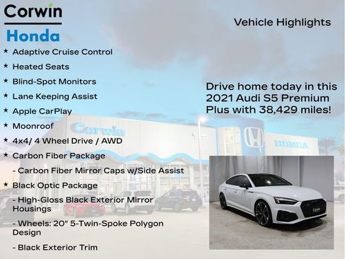 Used 2021 Audi S5 Premium Plus w/ Premium Plus Package image 7