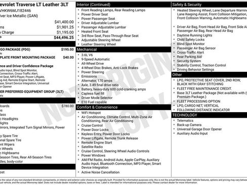 Used 2021 Chevrolet Traverse LT w/ LPO, Cargo Package image 10