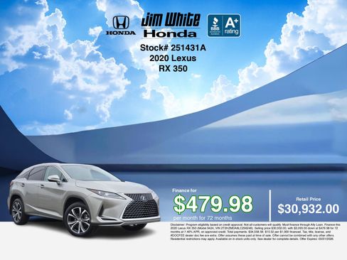 Used 2020 Lexus RX 350 AWD w/ Premium Package image 3