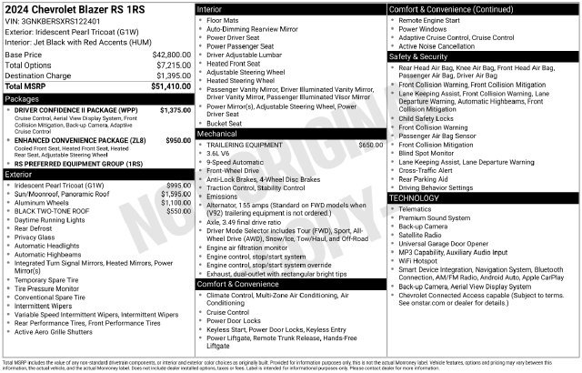 Used 2024 Chevrolet Blazer RS w/ Driver Confidence II Package FWD image 16