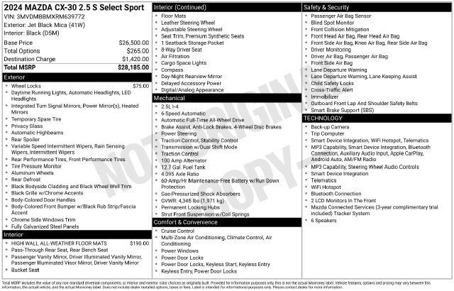 Used 2024 MAZDA CX-30 AWD 2.5 S w/ Select Sport Pkg image 35