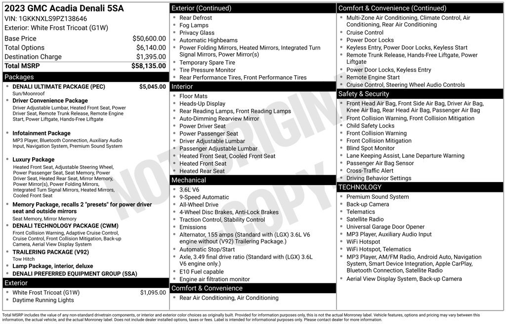 Certified 2023 GMC Acadia Denali w/ Denali Ultimate Package AWD/4WD image 46