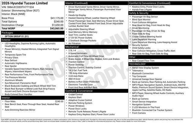 New 2026 Hyundai Tucson Limited AWD/4WD image 40