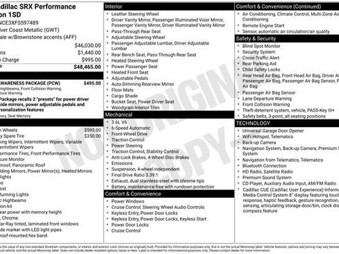 Used 2015 Cadillac SRX Performance w/ Driver Awareness Package FWD image 2
