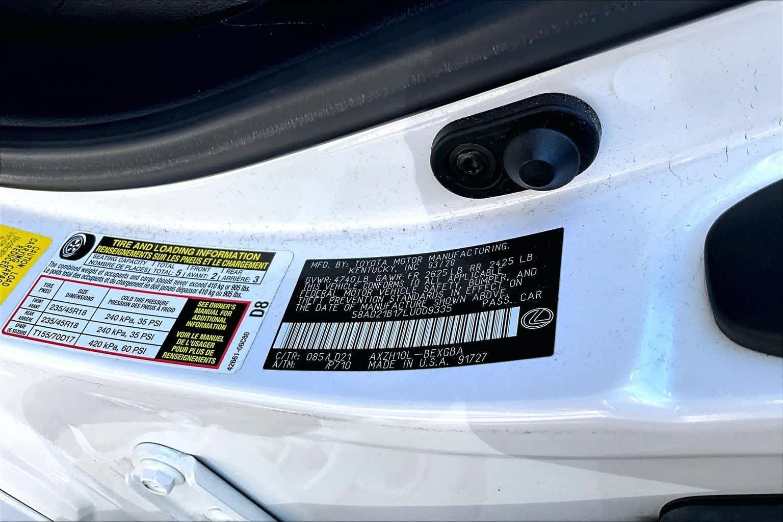 Used 2020 Lexus ES 300h w/ Premium Package FWD image 35