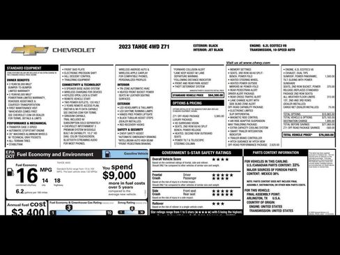 Used 2023 Chevrolet Tahoe Z71 w/ Z71 Off-Road Package AWD/4WD image 3