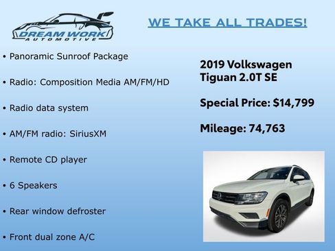 Used 2019 Volkswagen Tiguan SE w/ Panoramic Sunroof Package image 2