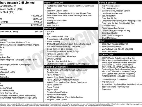 Used 2019 Subaru Outback 2.5i Limited w/ Popular Package #2 image 27