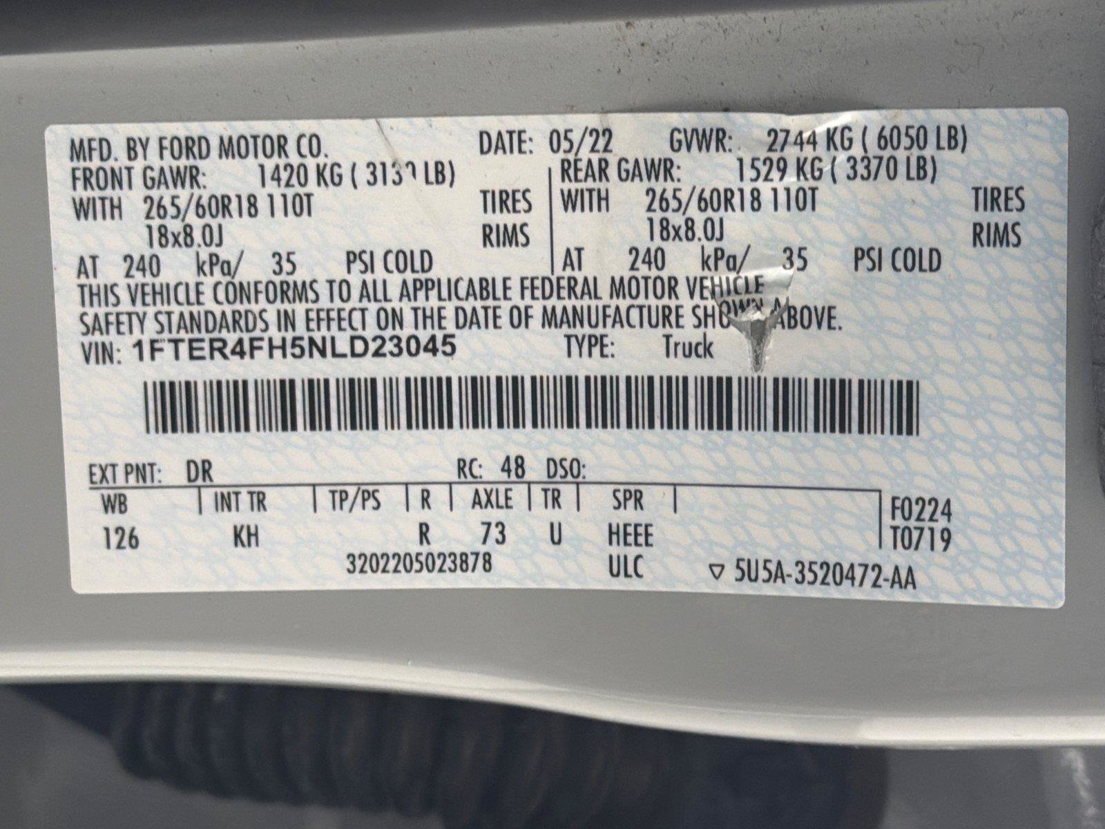 Used 2022 Ford Ranger Lariat w/ Equipment Group 501A High AWD/4WD image 30
