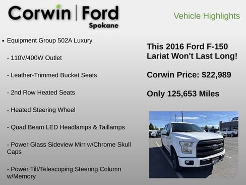 Used 2016 Ford F150 Lariat w/ Equipment Group 502A Luxury AWD/4WD image 10