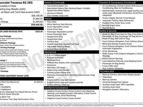 Used 2025 Chevrolet Traverse RS w/ LPO, Floor Liner Package AWD/4WD image 12