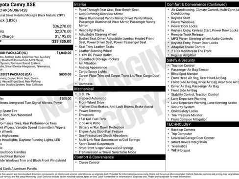 Used 2022 Toyota Camry XSE w/ Navigation Package image 29