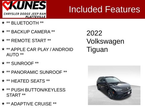 Used 2022 Volkswagen Tiguan SE w/ Panoramic Sunroof Package image 2