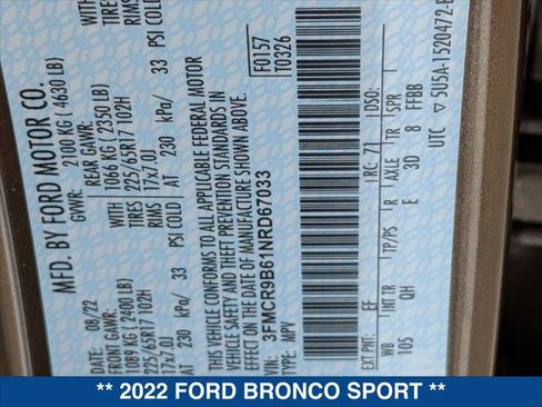 Certified 2022 Ford Bronco Sport Big Bend w/ Convenience Package image 25