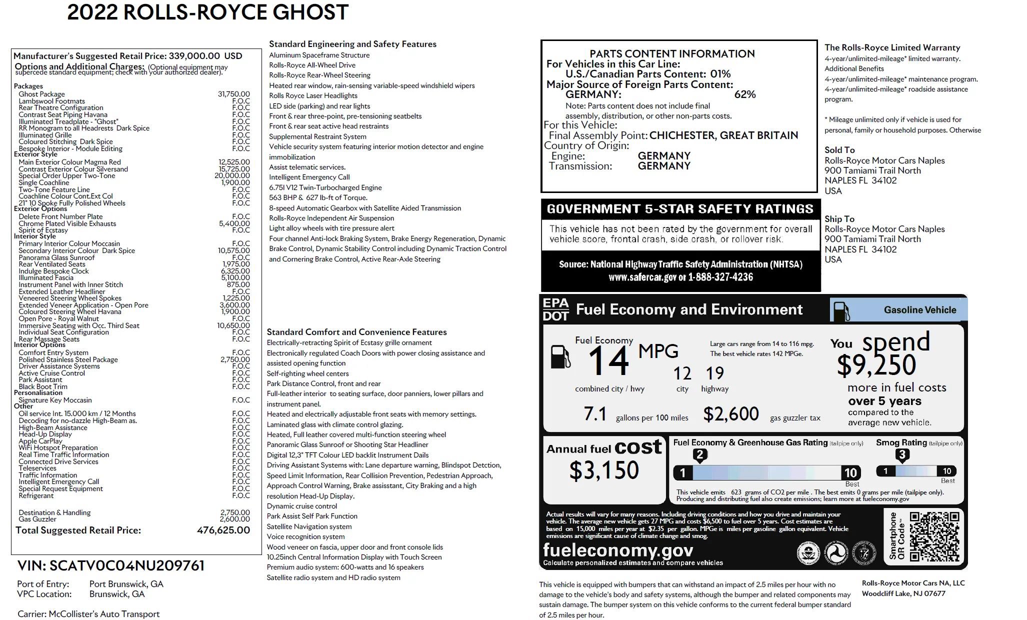 Used 2022 Rolls-Royce Ghost w/ Ghost Package AWD/4WD image 6
