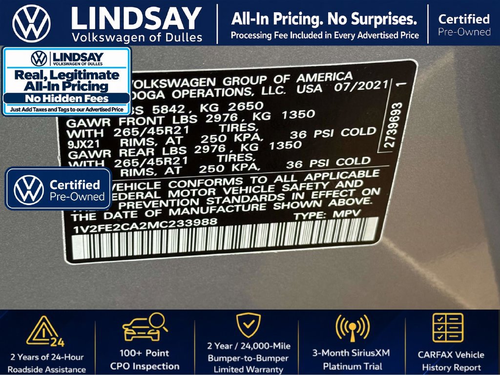 Used 2021 Volkswagen Atlas Cross Sport SEL Premium R-Line AWD/4WD image 28