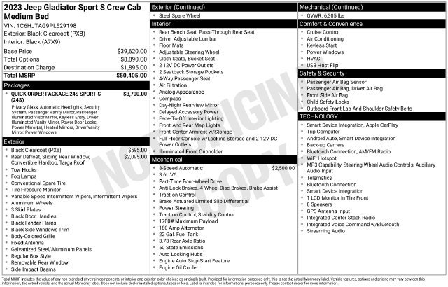 Used 2023 Jeep Gladiator Sport AWD/4WD image 2