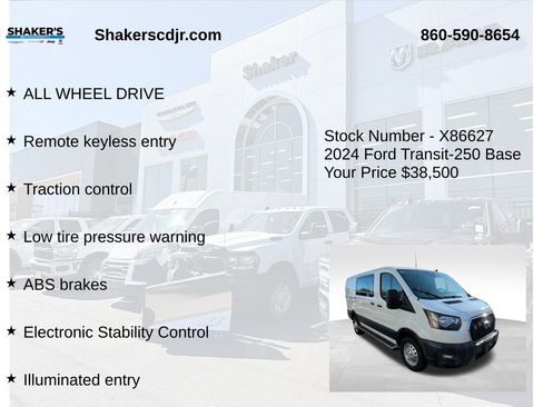 Used 2024 Ford Transit 250 Low Roof AWD w/ Exterior Upgrade Package image 6