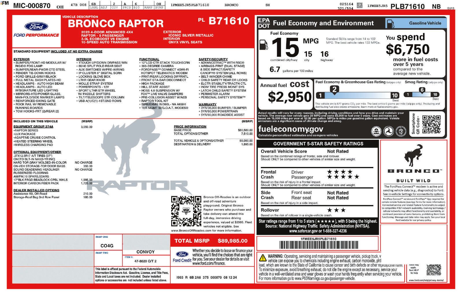 Used 2023 Ford Bronco Raptor AWD/4WD image 6