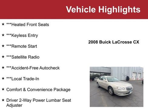 Used 2008 Buick LaCrosse CX image 2