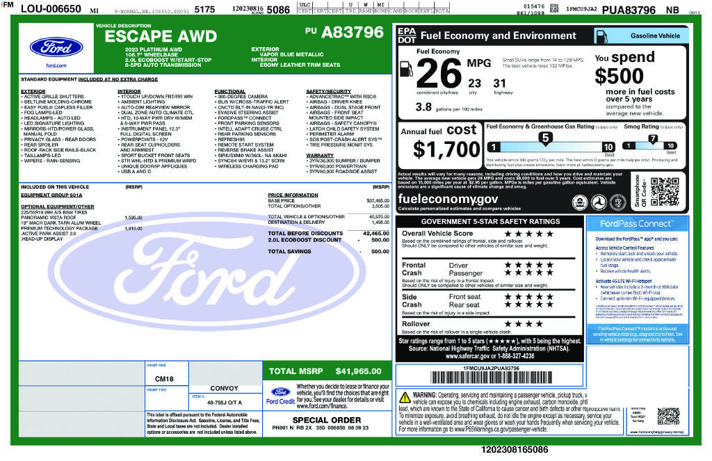 Used 2023 Ford Escape Platinum w/ Premium Technology Package AWD/4WD image 47