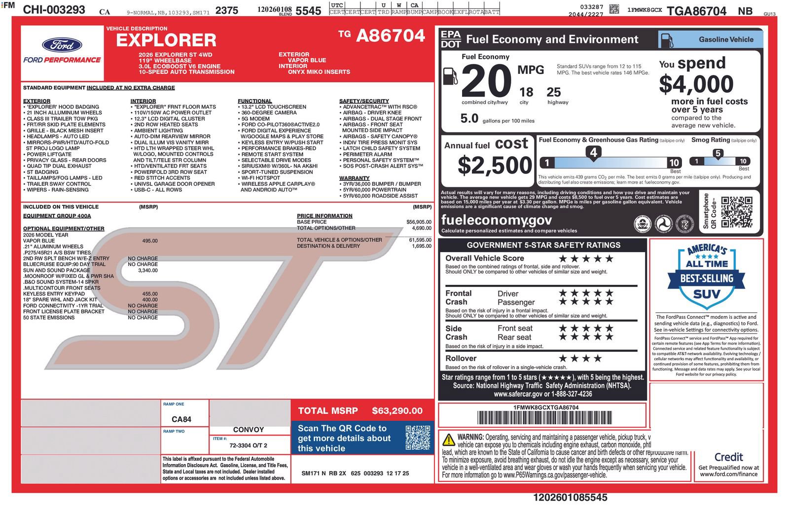 Used 2026 Ford Explorer ST w/ Sun And Sound Package AWD/4WD image 4