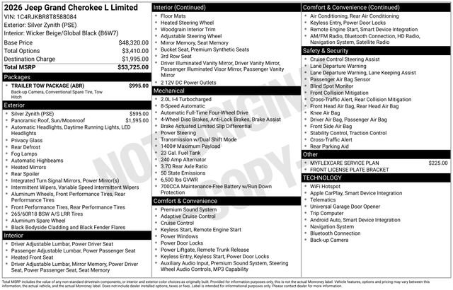 New 2026 Jeep Grand Cherokee L Limited w/ Trailer Tow Package AWD/4WD image 36