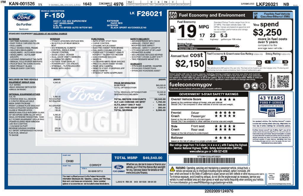 Used 2020 Ford F150 XLT w/ Equipment Group 302A Luxury RWD image 5