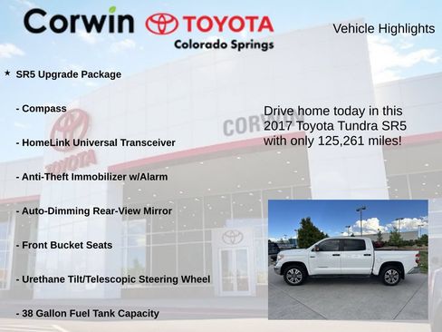 Used 2017 Toyota Tundra SR5 w/ SR5 Upgrade Package AWD/4WD image 6
