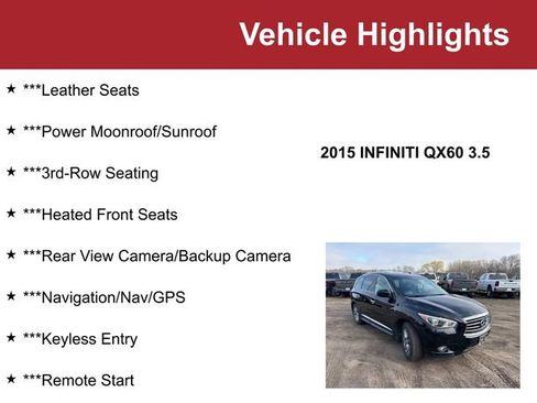 Used 2015 INFINITI QX60 AWD w/ Premium Plus Package image 2