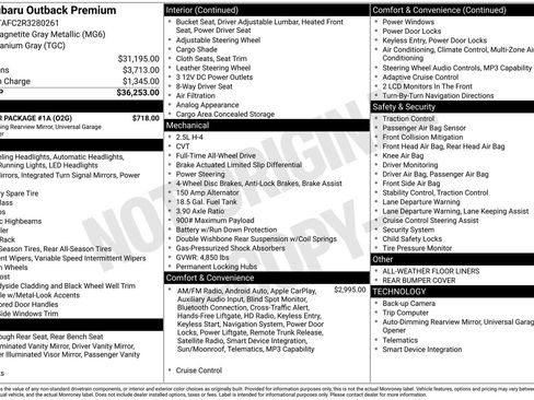 Certified 2024 Subaru Outback Premium w/ Popular Package #1A AWD/4WD image 35