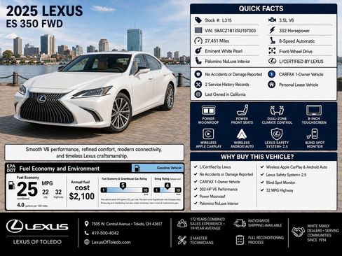 Used 2025 Lexus ES 350 FWD image 1
