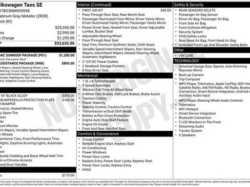 Used 2022 Volkswagen Taos SE w/ Panoramic Sunroof Package AWD/4WD image 3