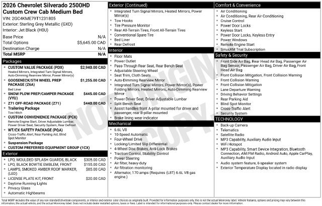 New 2026 Chevrolet Silverado 2500 Custom w/ Custom Value Package AWD/4WD image 25