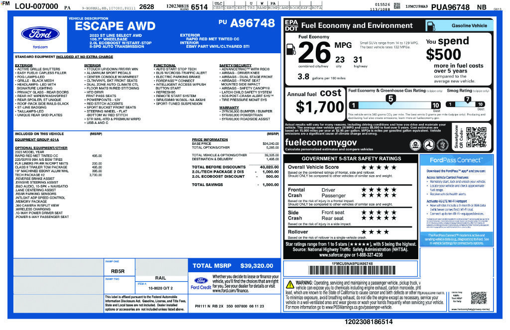 Used 2023 Ford Escape ST-Line Select w/ Tech Pack #2 AWD/4WD image 5