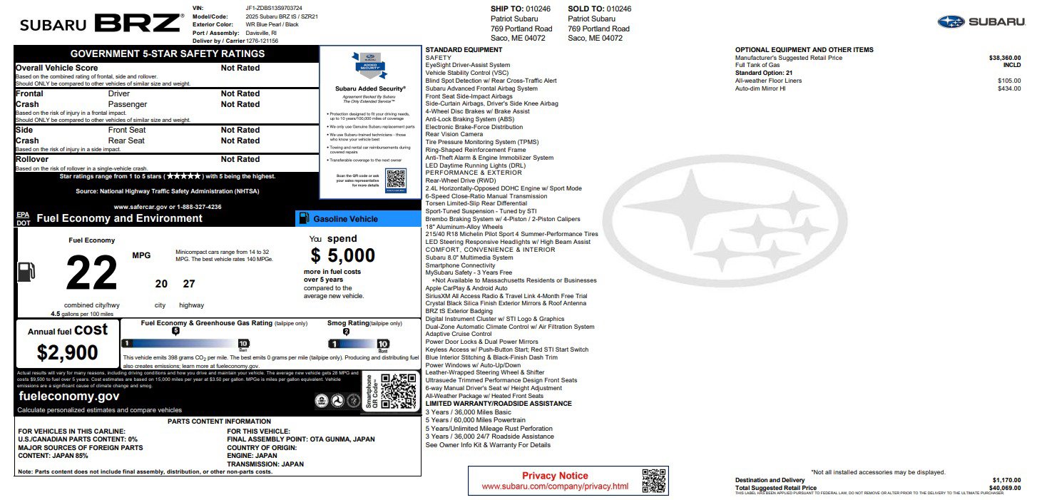 Used 2025 Subaru BRZ tS RWD image 66