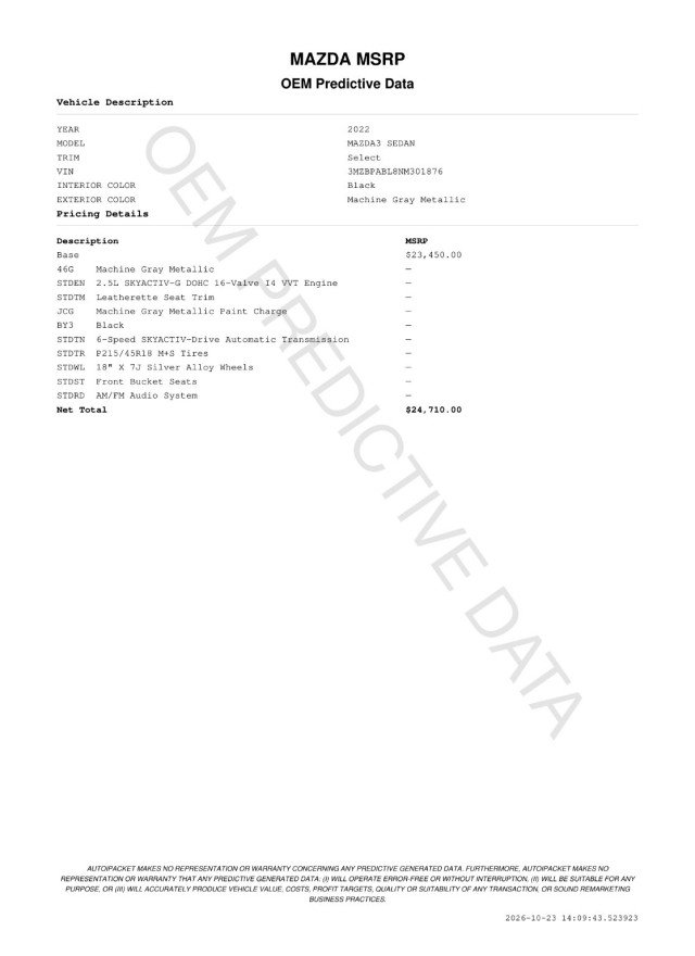 Used 2022 MAZDA MAZDA3 s FWD image 3